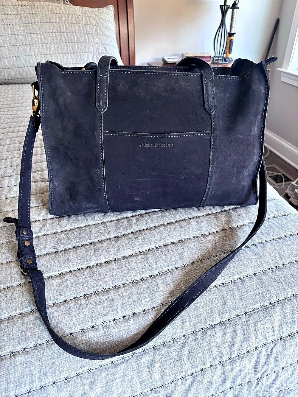 Portland Leather Large Lola Velvet Blue